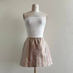 handmade pink beige striped mini skirt